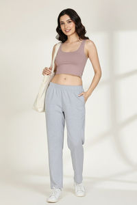 Zivame Knit Cotton Loungewear Bottom - Grey Melange — thumbnail 6
